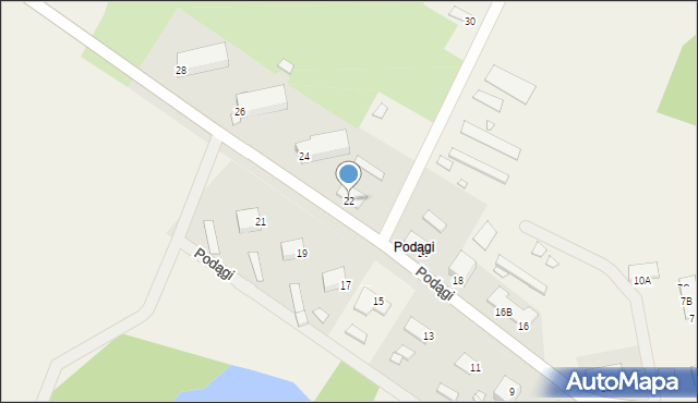 Podągi, Podągi, 22, mapa Podągi