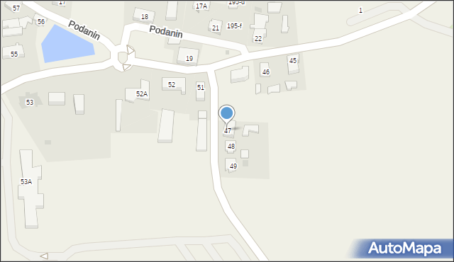 Podanin, Podanin, 47, mapa Podanin