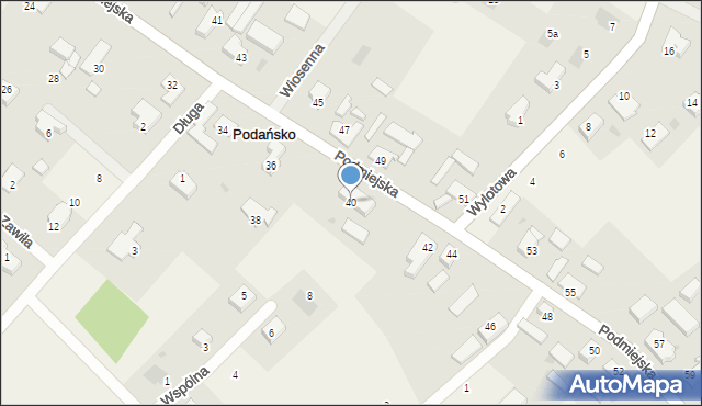 Podańsko, Podmiejska, 40, mapa Podańsko