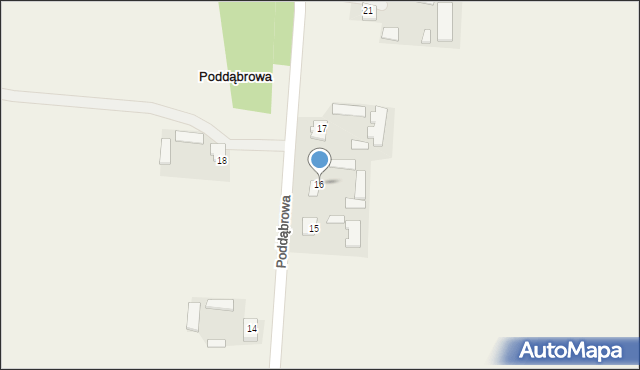 Poddąbrowa, Poddąbrowa, 16, mapa Poddąbrowa