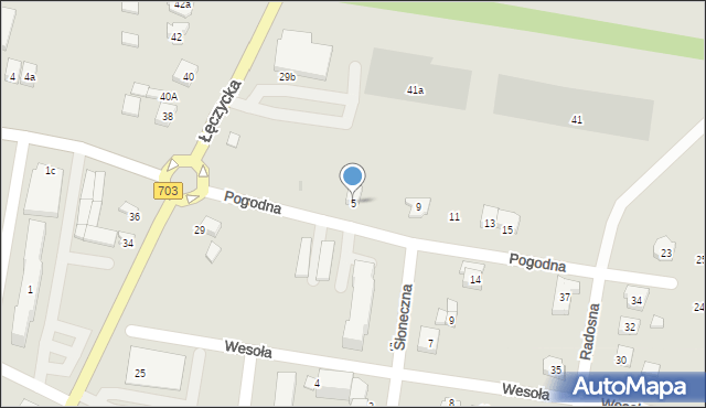 Poddębice, Pogodna, 5, mapa Poddębice