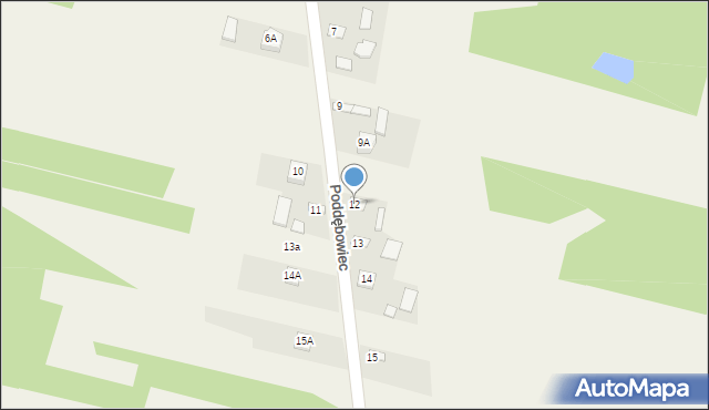 Poddębowiec, Poddębowiec, 12, mapa Poddębowiec