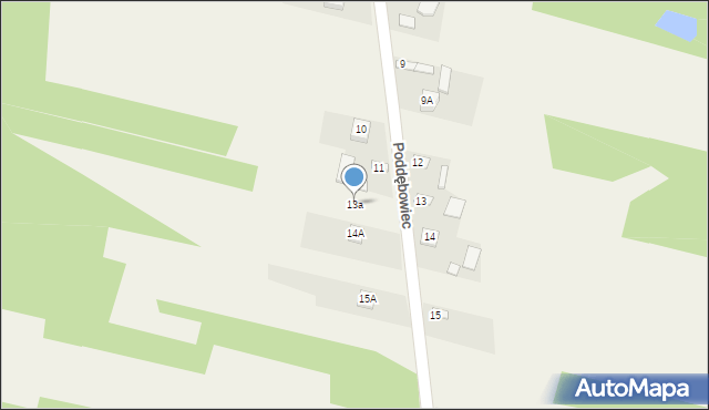 Poddębowiec, Poddębowiec, 13a, mapa Poddębowiec