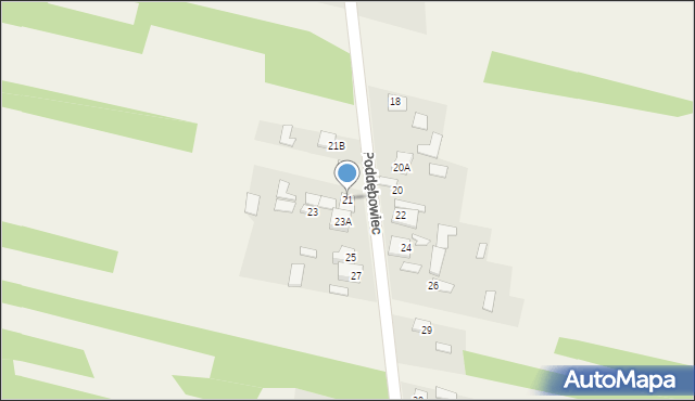 Poddębowiec, Poddębowiec, 21, mapa Poddębowiec