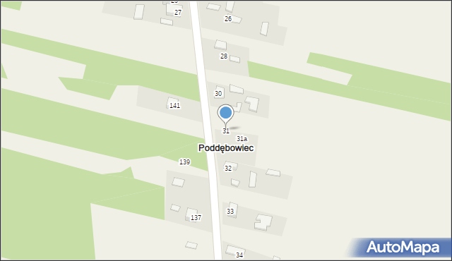 Poddębowiec, Poddębowiec, 31, mapa Poddębowiec