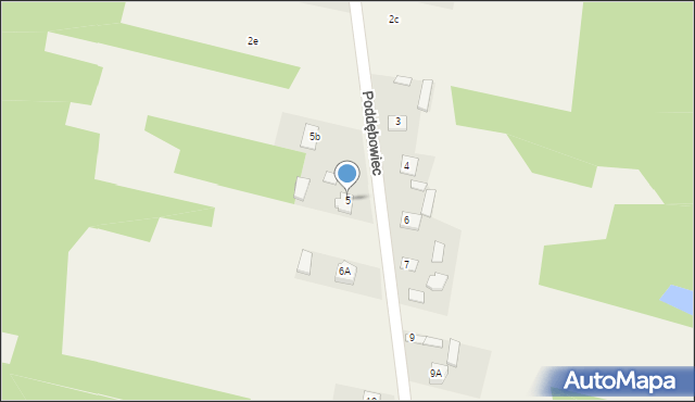 Poddębowiec, Poddębowiec, 5, mapa Poddębowiec