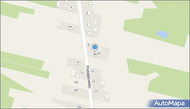 Poddębowiec, Poddębowiec, 9A, mapa Poddębowiec