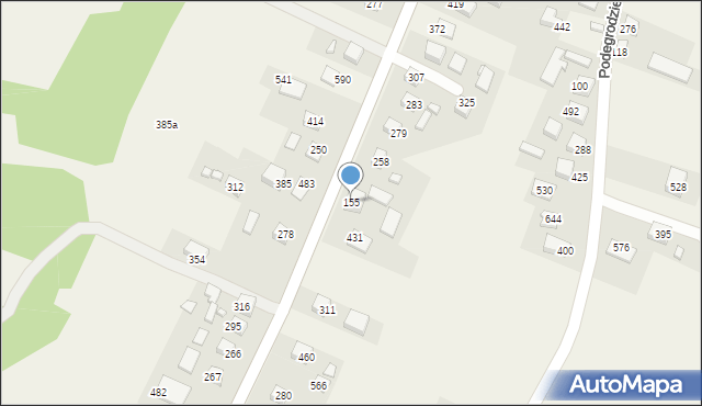 Podegrodzie, Podegrodzie, 155, mapa Podegrodzie