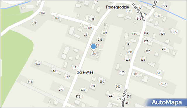 Podegrodzie, Podegrodzie, 228, mapa Podegrodzie