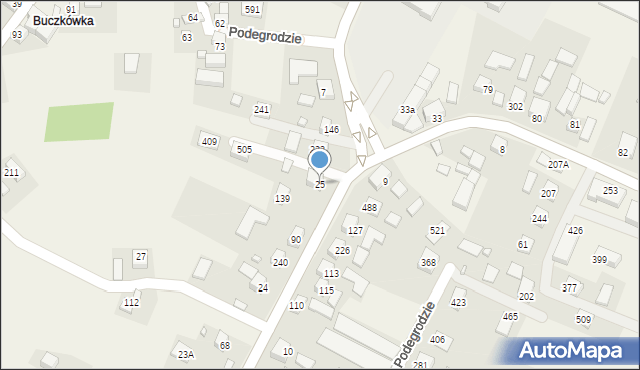 Podegrodzie, Podegrodzie, 25, mapa Podegrodzie