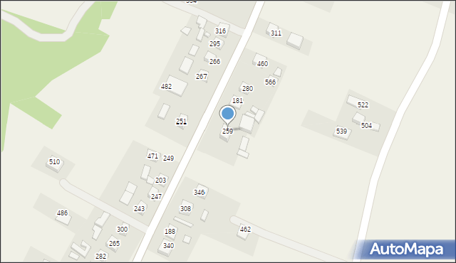 Podegrodzie, Podegrodzie, 259, mapa Podegrodzie