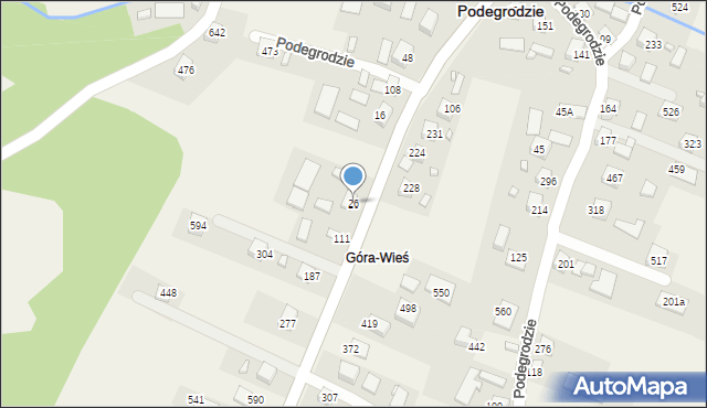 Podegrodzie, Podegrodzie, 26, mapa Podegrodzie
