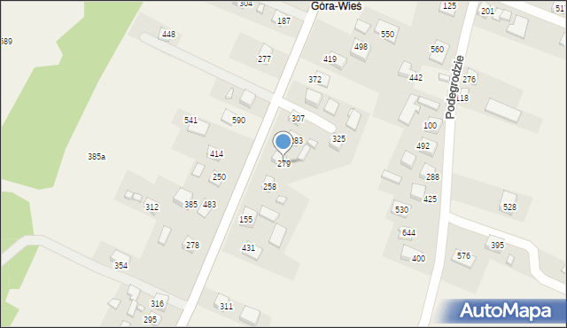 Podegrodzie, Podegrodzie, 279, mapa Podegrodzie