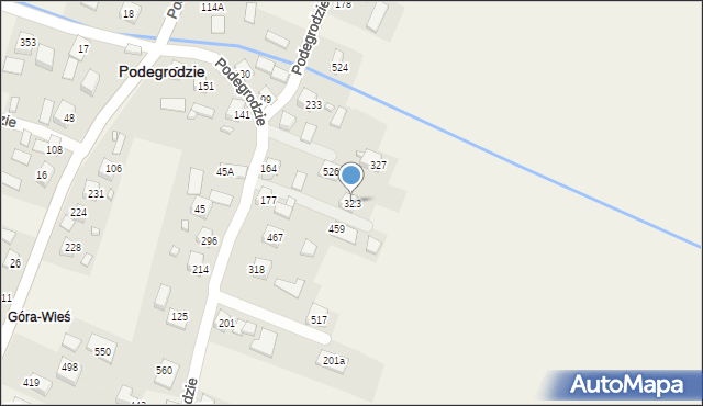 Podegrodzie, Podegrodzie, 323, mapa Podegrodzie