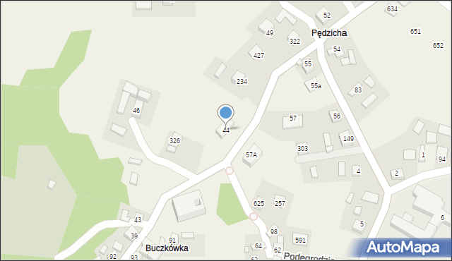 Podegrodzie, Podegrodzie, 44, mapa Podegrodzie