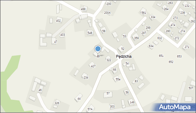 Podegrodzie, Podegrodzie, 49, mapa Podegrodzie