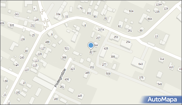 Podegrodzie, Podegrodzie, 61, mapa Podegrodzie