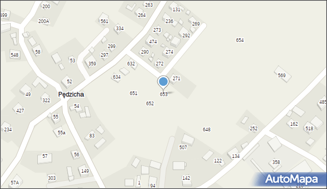 Podegrodzie, Podegrodzie, 653, mapa Podegrodzie