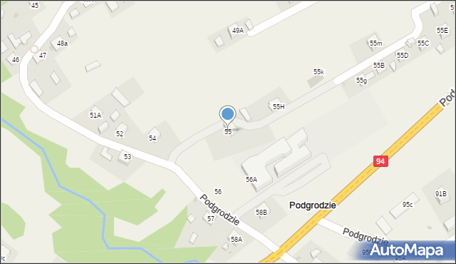 Podgrodzie, Podgrodzie, 55, mapa Podgrodzie