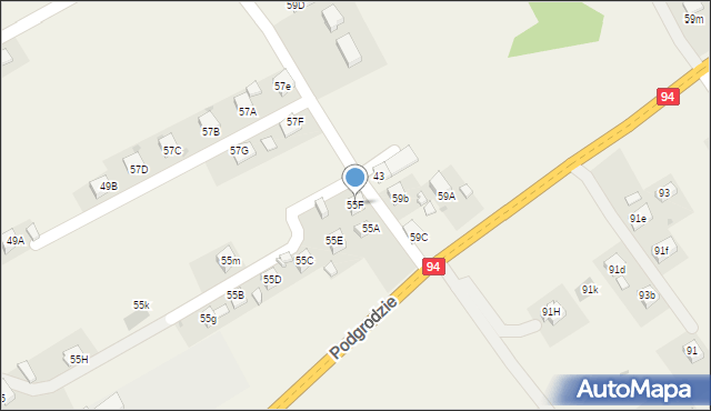Podgrodzie, Podgrodzie, 55F, mapa Podgrodzie