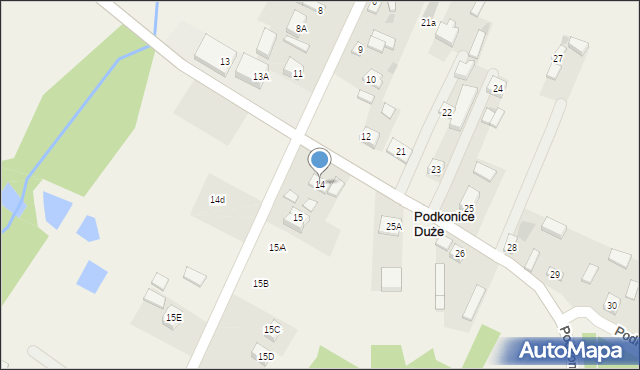 Podkonice Duże, Podkonice Duże, 14, mapa Podkonice Duże