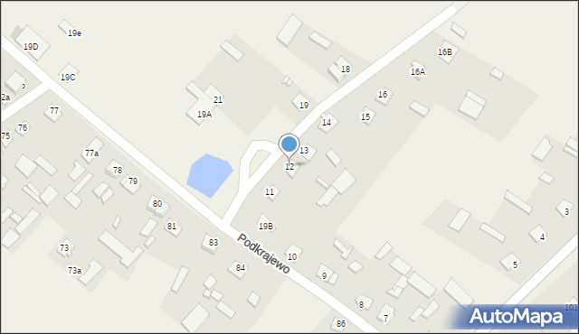 Podkrajewo, Podkrajewo, 12, mapa Podkrajewo