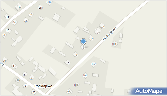 Podkrajewo, Podkrajewo, 3, mapa Podkrajewo