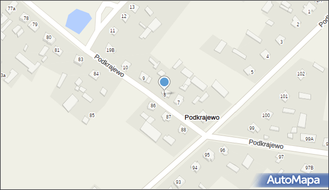 Podkrajewo, Podkrajewo, 8, mapa Podkrajewo