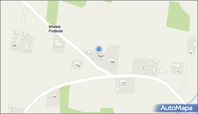 Podlesie, Podlesie, 70A, mapa Podlesie