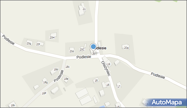 Podlesie, Podlesie, 20, mapa Podlesie