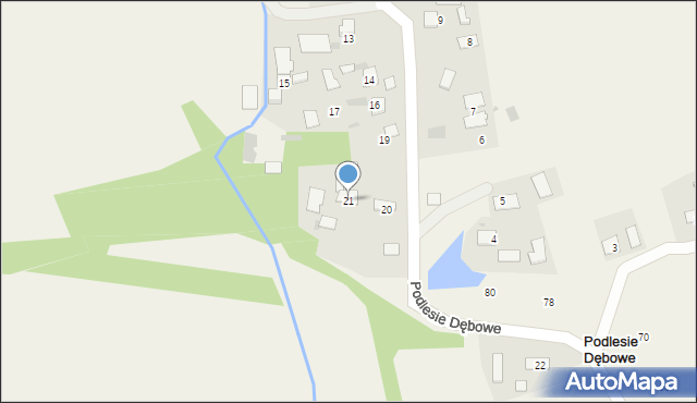 Podlesie Dębowe, Podlesie Dębowe, 21, mapa Podlesie Dębowe