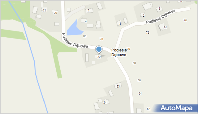 Podlesie Dębowe, Podlesie Dębowe, 22, mapa Podlesie Dębowe