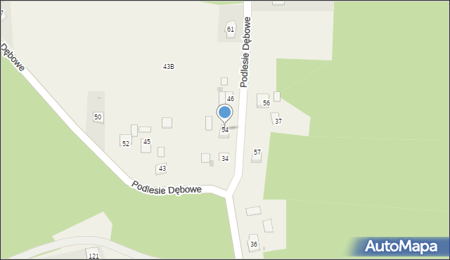 Podlesie Dębowe, Podlesie Dębowe, 54, mapa Podlesie Dębowe