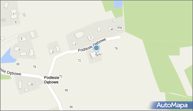 Podlesie Dębowe, Podlesie Dębowe, 74, mapa Podlesie Dębowe
