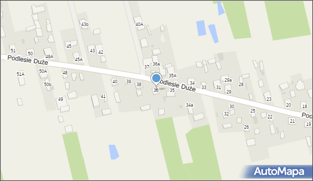 Podlesie Duże, Podlesie Duże, 36, mapa Podlesie Duże