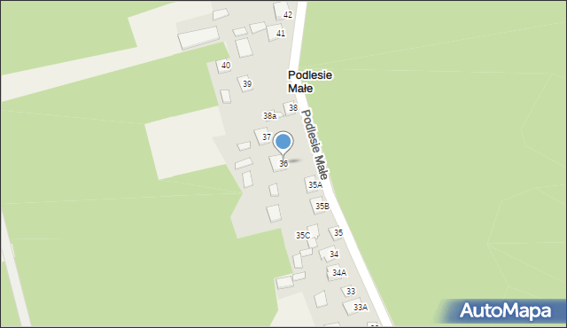 Podlesie Małe, Podlesie Małe, 36, mapa Podlesie Małe