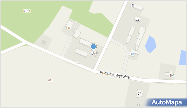 Podlesie Wysokie, Podlesie Wysokie, 22, mapa Podlesie Wysokie