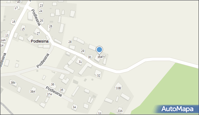 Podlesina, Podlesina, 30A, mapa Podlesina