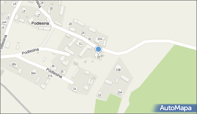 Podlesina, Podlesina, 32, mapa Podlesina