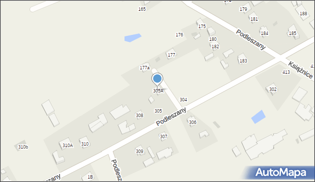 Podleszany, Podleszany, 305A, mapa Podleszany