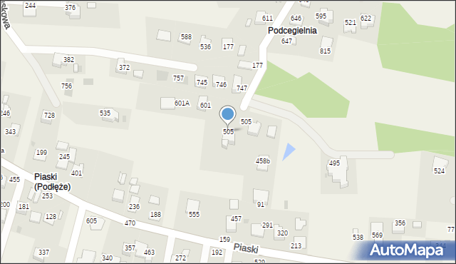 Podłęże, Podłęże, 505, mapa Podłęże