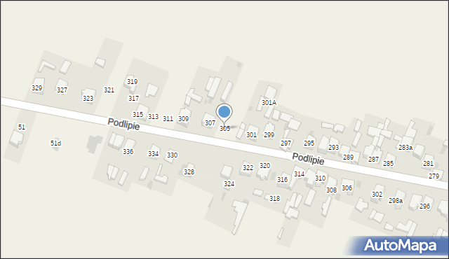 Podlipie, Podlipie, 305, mapa Podlipie