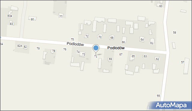 Podlodów, Podlodów, 71, mapa Podlodów