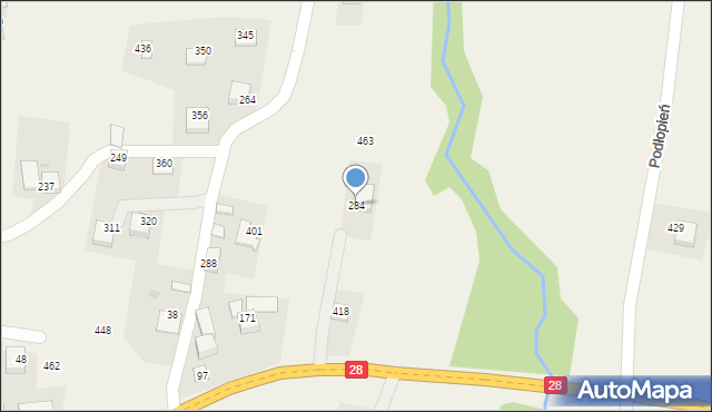 Podłopień, Podłopień, 284, mapa Podłopień