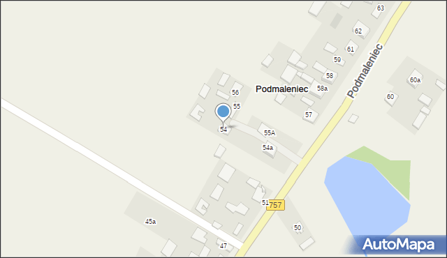 Podmaleniec, Podmaleniec, 54, mapa Podmaleniec