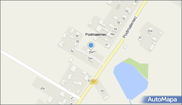 Podmaleniec, Podmaleniec, 55A, mapa Podmaleniec