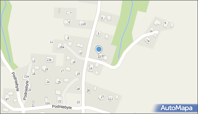 Podniebyle, Podniebyle, 12, mapa Podniebyle