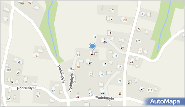 Podniebyle, Podniebyle, 13a, mapa Podniebyle