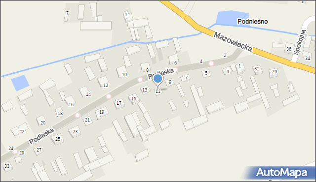 Podnieśno, Podlaska, 11, mapa Podnieśno