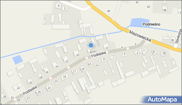 Podnieśno, Podlaska, 8, mapa Podnieśno